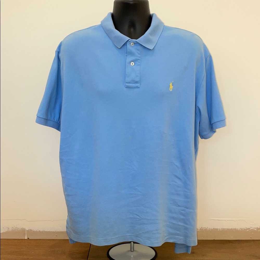 Vintage Ralph Lauren 100% Cotton Classic Blue Polo Shirt XL